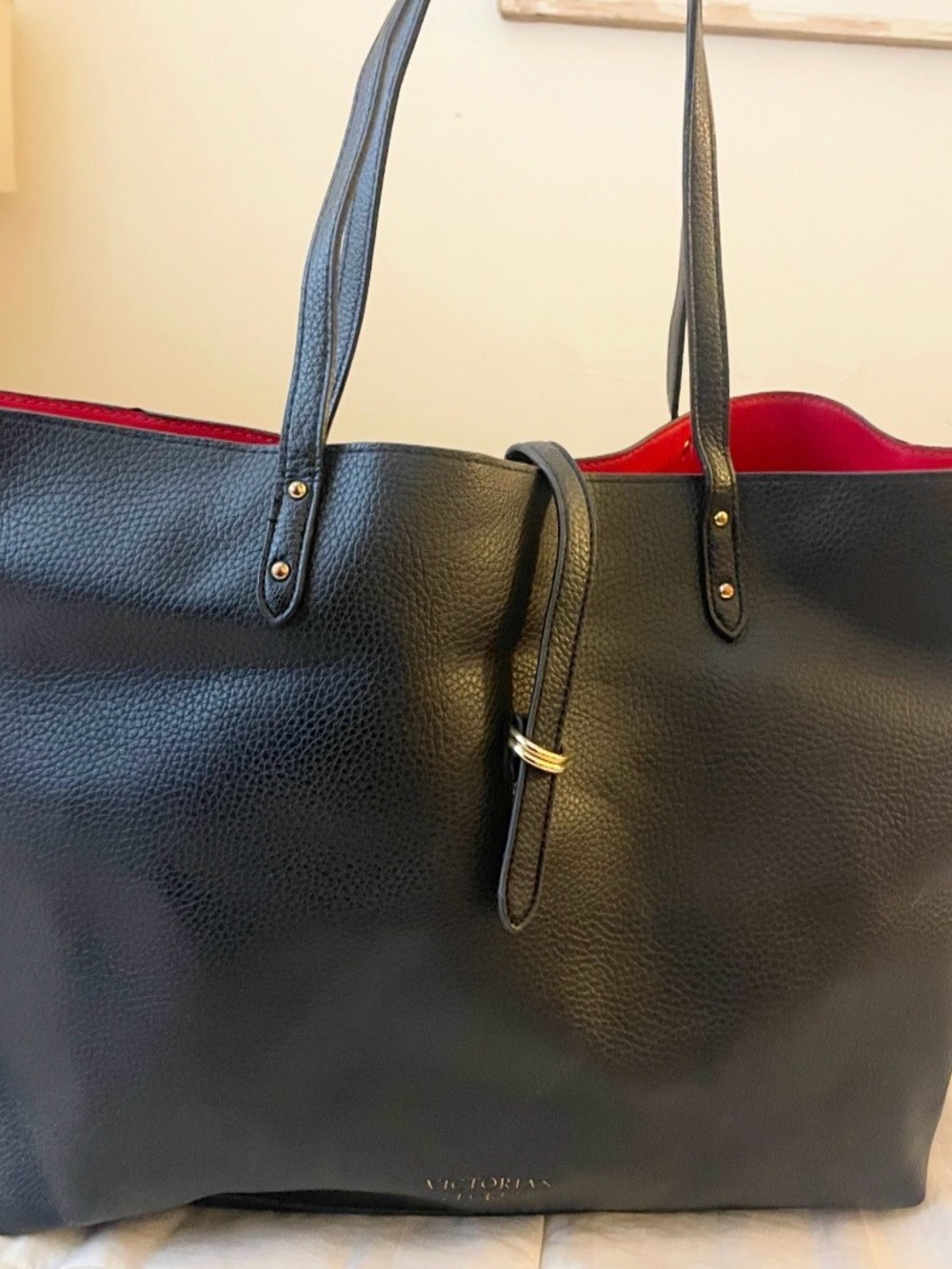 Victoria's Secret Black Tote with Red Interior
